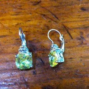 John Medeiros earrings. Square cut peridot.
